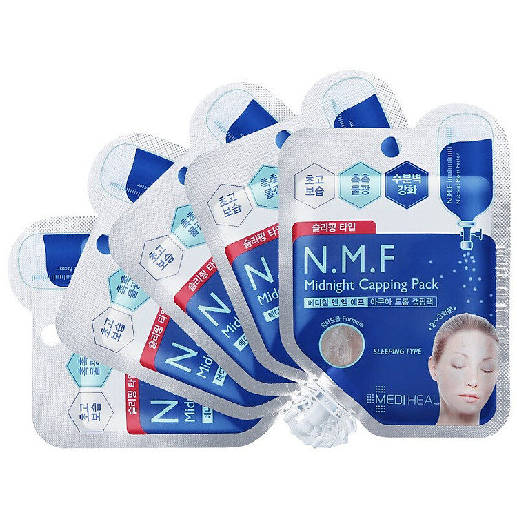 Combo 5 Mặt nạ ngủ cấp nước dưỡng ẩm sâu Mediheal N.M.F Midnight Capping Pack 15ml x5