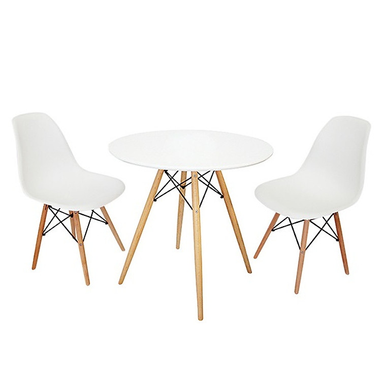 Bộ Bàn Tròn Trắng Và 2 Ghế Eames TH01