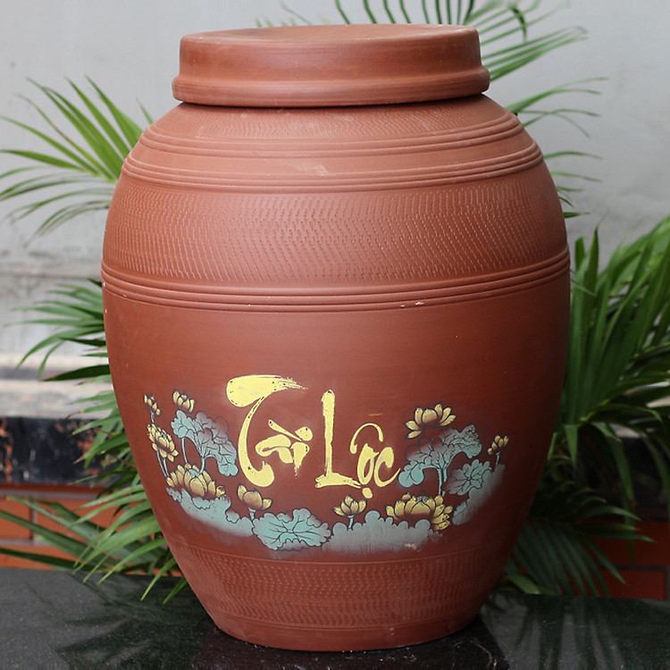 Chum sành ngâm rượu Tài Lộc 60 Lit gốm sứ Bát Tràng