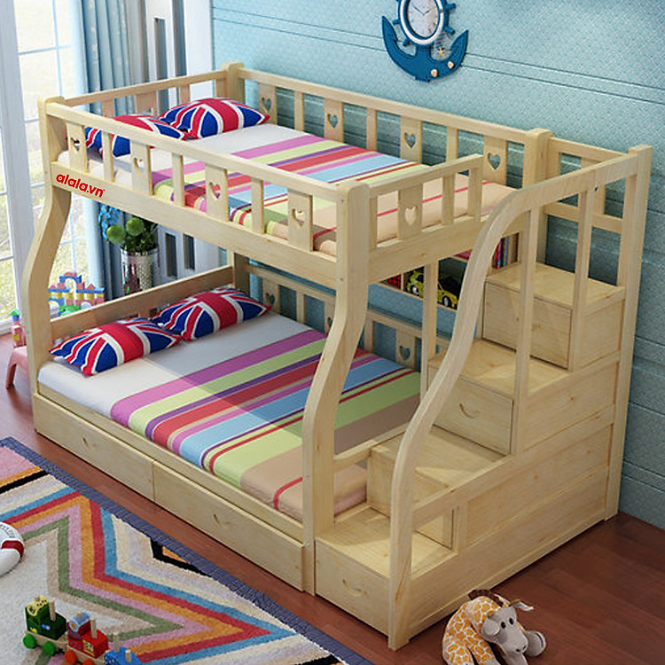 Giường tầng ALALA107 (1m, 1m2) gỗ thông nhập khẩu - www.ALALA.vn® - Za.lo: 0939.622220