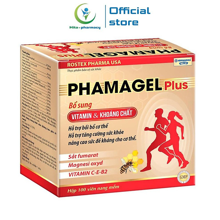 Hộp Vitamin tổng hợp và khoáng chất Phagelvit Plus tăng cường sức khỏe - Hộp 30 viên -100 viên