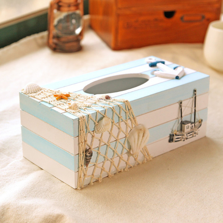 Hộp đựng khăn giấy bằng gỗ theo phong cách Địa Trung Hải - MA14021E