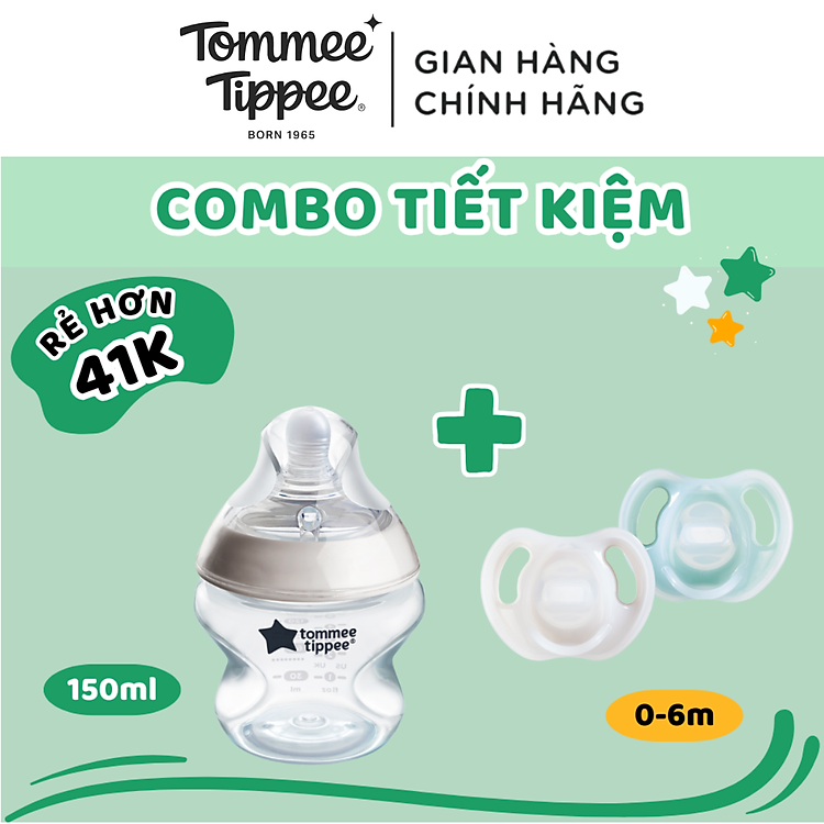 COMBO Ty Ngậm & Bình Sữa Tommee Tippee Tiết kiệm