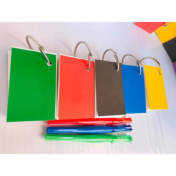 FLASHCARD TRẮNG VUÔNG GÓC 5 BỘ học tiếng Anh, Nhật, Hàn, Trung, Đức, Pháp. 500 flashcard trắng góc vuông dày dặn tặng kèm khoen và bìa note siêu đẹp Flashcard trắng siêu dày đẹp như hình