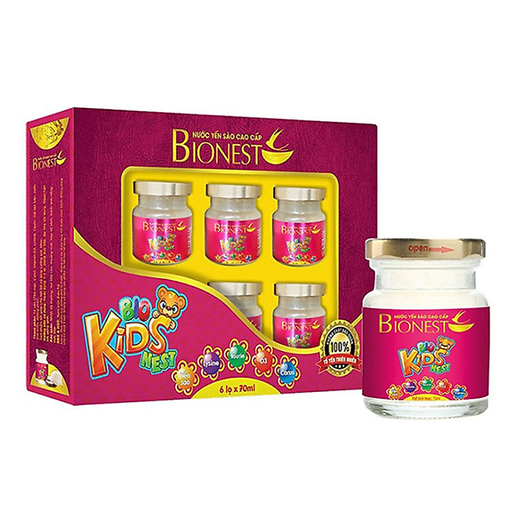 Yến Sào Cho Bé Biếng Ăn Bionest Kids - Hộp Quà Tặng (6 Lọ X 70ml)