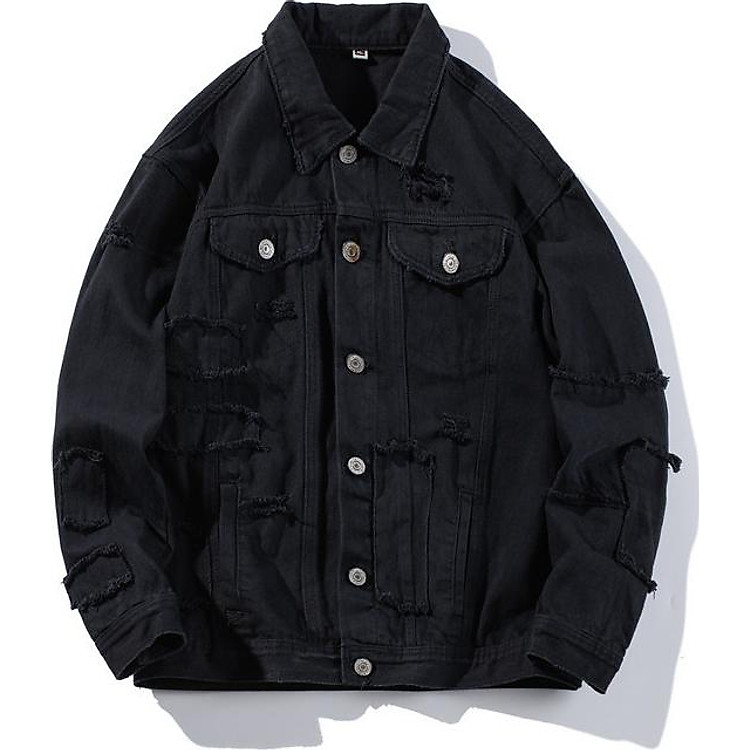 Áo khoác Jeans Nam Đen túi vuông