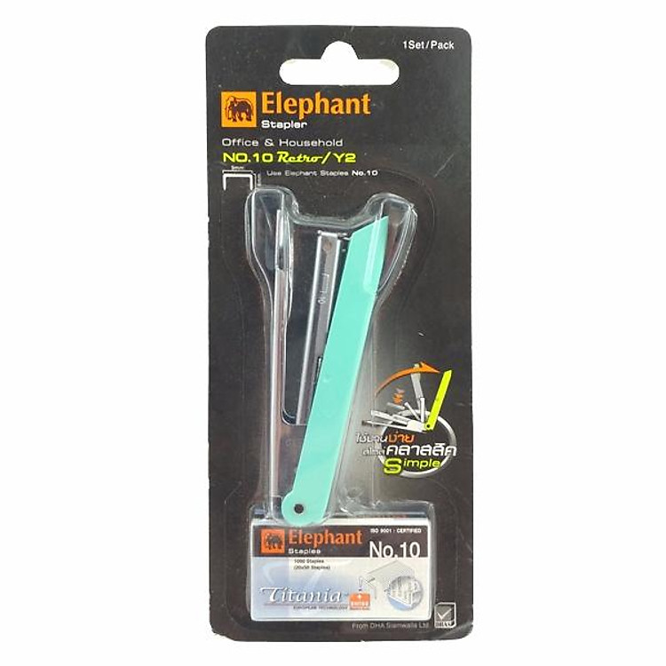 Bấm Kim Số 10 Elephant Retro/Y2 – Màu Xanh