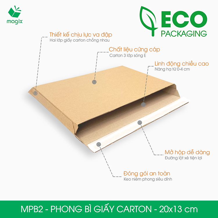 Phong Bì Carton Đóng Hàng MPB2 (20x13 cm - 100 chiếc) - Ảnh 3