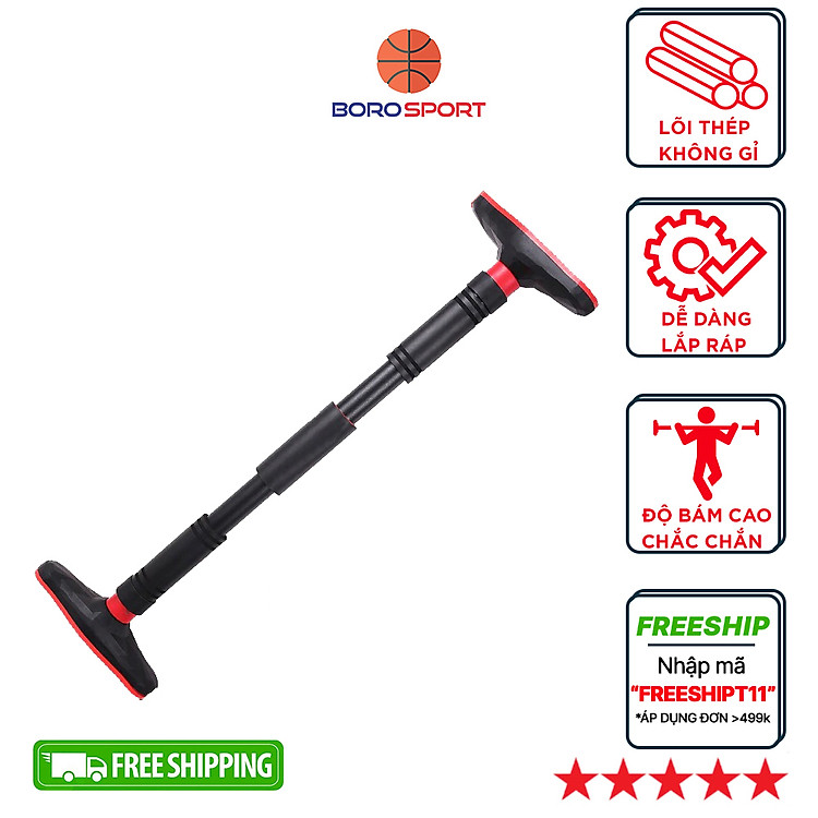 Xà Đơn Treo Tường Gắn Cửa Điều Chỉnh Độ Dài Linh Hoạt ,Mẫu Mới Chất Liệu Thép Không Gỉ Chịu Lực 150kg , Tay Cầm Bọc Đệm PVC Chống Trượt