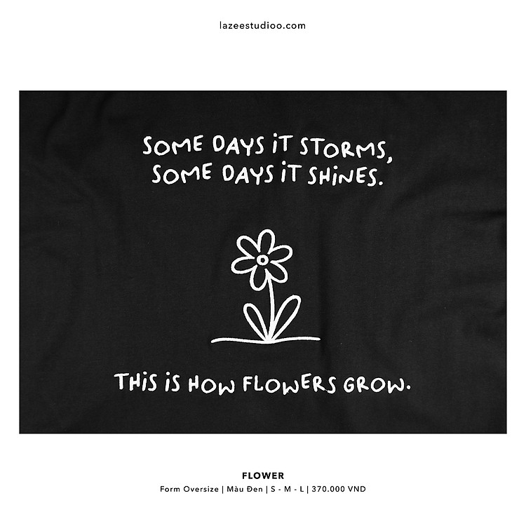 Áo thun - FLOWER | LAZEE STUDIOO | Kem - Be Khói - Đen | Form Oversize