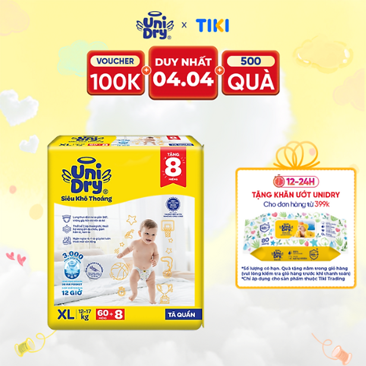 Tã quần UniDry Siêu khô size XL Uy tín Ưu đãi
