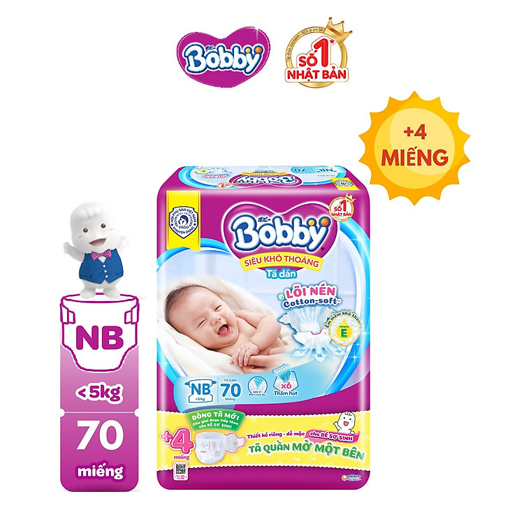 Tã dán sơ sinh Bobby mềm khô Chính hãng Giá tốt - Hình ảnh 2