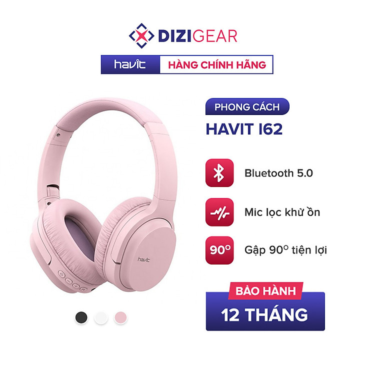Tai Nghe Bluetooth Headphone HAVIT i62, Driver 40mm, Bluetooth 5.0, Nghe Đến 8H, Gập Gọn 90 - Hàng Chính Hãng