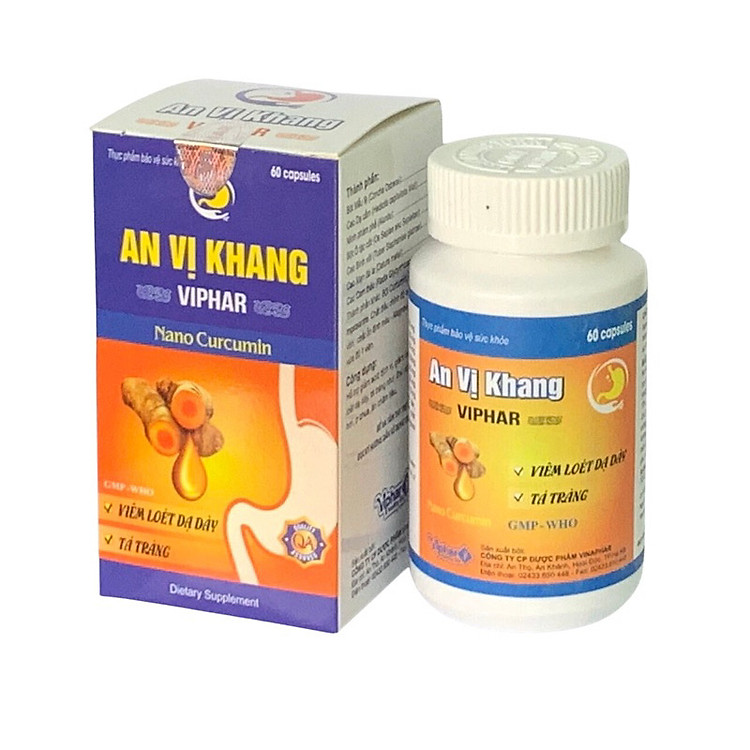 AN VỊ KHANG Vinaphar Hộp 60 Viên - Giúp Kiện Tỳ Vị, giảm Acid Dịch Vị ,Hỗ Trợ Viêm Loét Dạ Dày - Tá Tràng