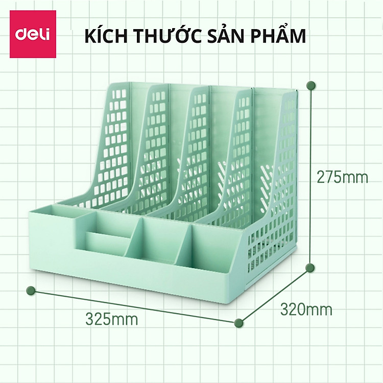 Khay đựng tài liệu Deli 4 ngăn màu pastel nhỏ gọn - Ảnh 2
