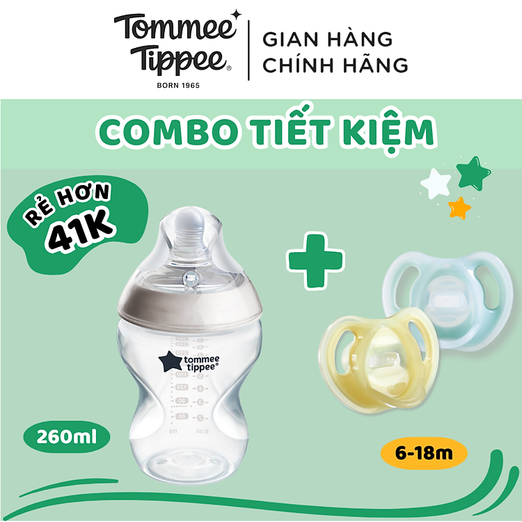 COMBO Ty Ngậm Silicon & Bình Sữa Tommee Tippee Chính hãng Ưu đãi