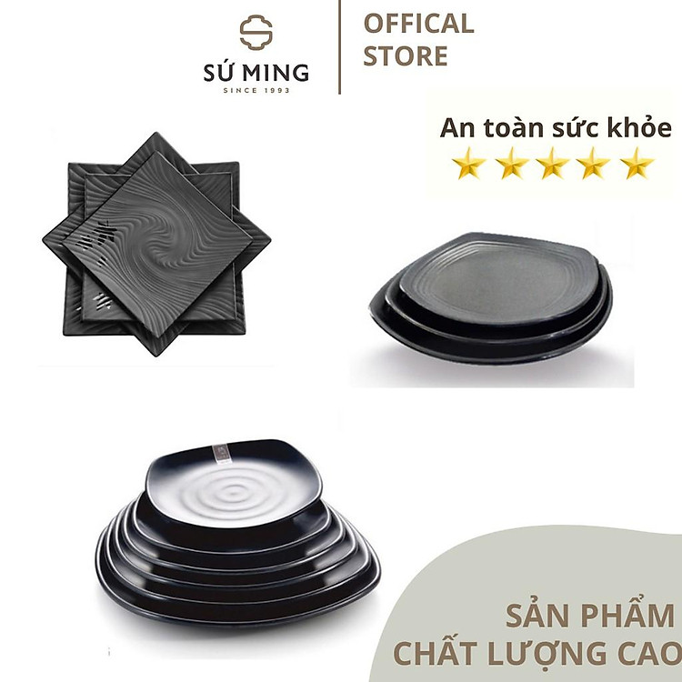 Đĩa Vuông Nhựa Melamine Cao Cấp Dùng Trong Nhà Hàng, Quán Ăn