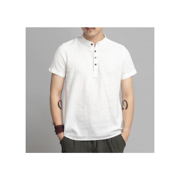 Áo Sơ Mi Nam Cổ Tàu Tay Ngắn