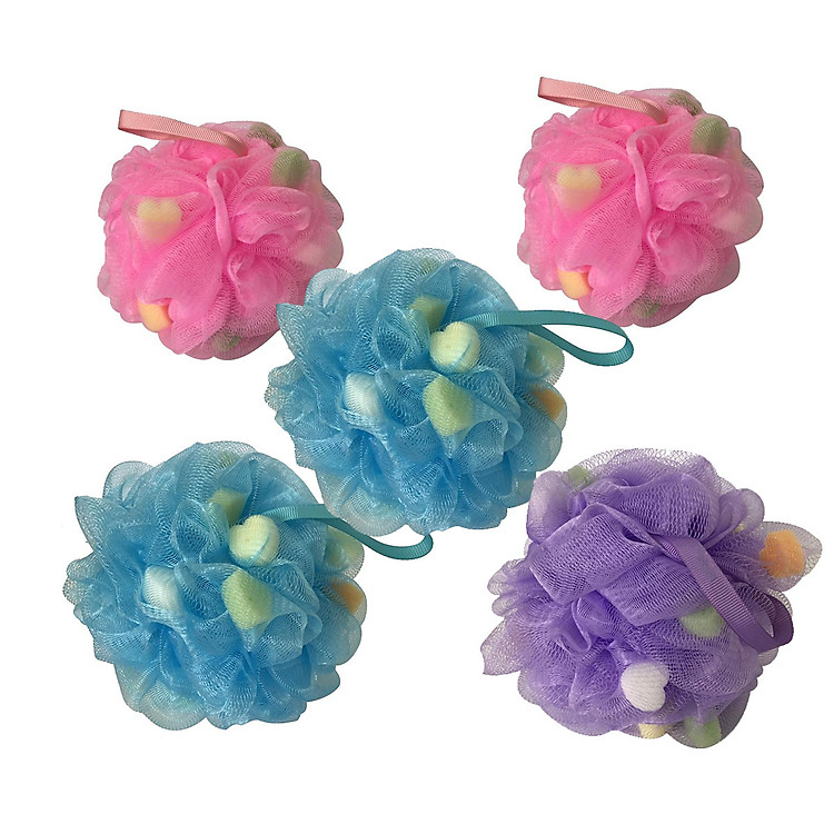 Combo 5 Bông tắm Mouse Massage Cao cấp ngừa khuẩn giao màu ngẫu nhiên