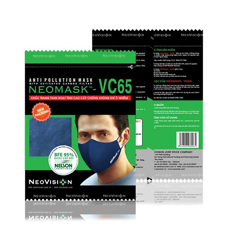 Khẩu trang than hoạt tính NeoVision NeoMask VC65 - Thun qua gáy ( TQG )