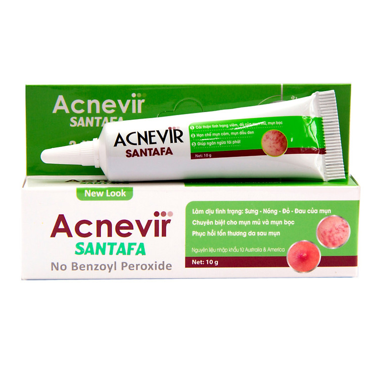 Kem Hỗ Trợ Giảm Mụn Mủ Mụn Viêm Mụn Bọc Acnevir Santafa xanh ( Tuýp 10gr )
