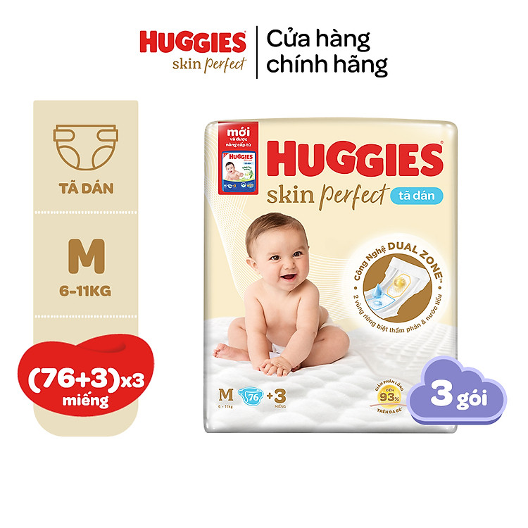 Mua Combo 3 Tã Huggies Skincare Jumbo Chính hãng Giá rẻ