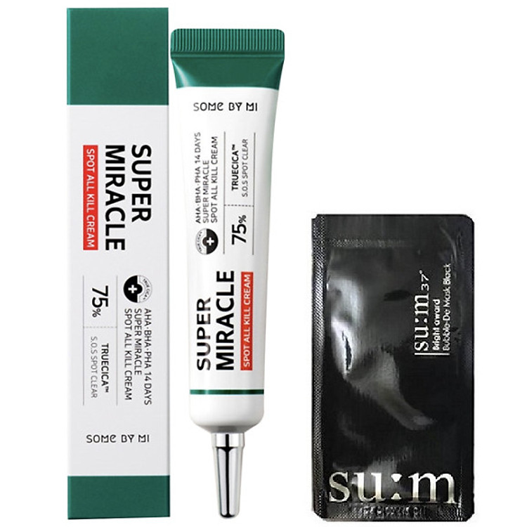 Kem Chấm Mụn Some By Mi AHA-BHA-PHA 14 Days Super Miracle Spot All Kill Cream + Tặng 1 Mặt Nạ Su:m Đen