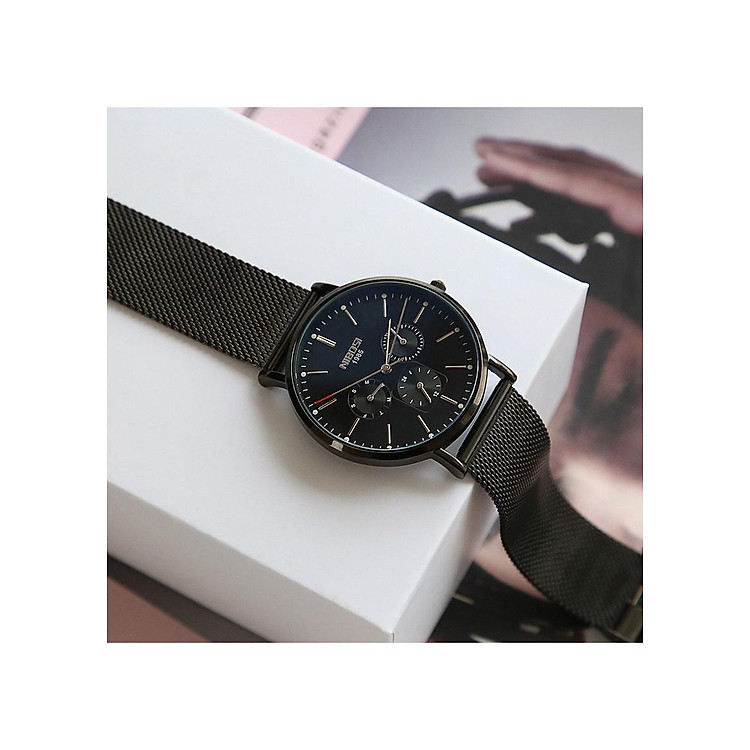 Đồng hồ thời trang công sở nam NIBOSI chính hãng NI2321-1.05 (Phụ kiện thời trang) fullbox, chống nước - Chạy full 6 kim, mặt kính Mineral, dây thép lưới cao cấp không gỉ