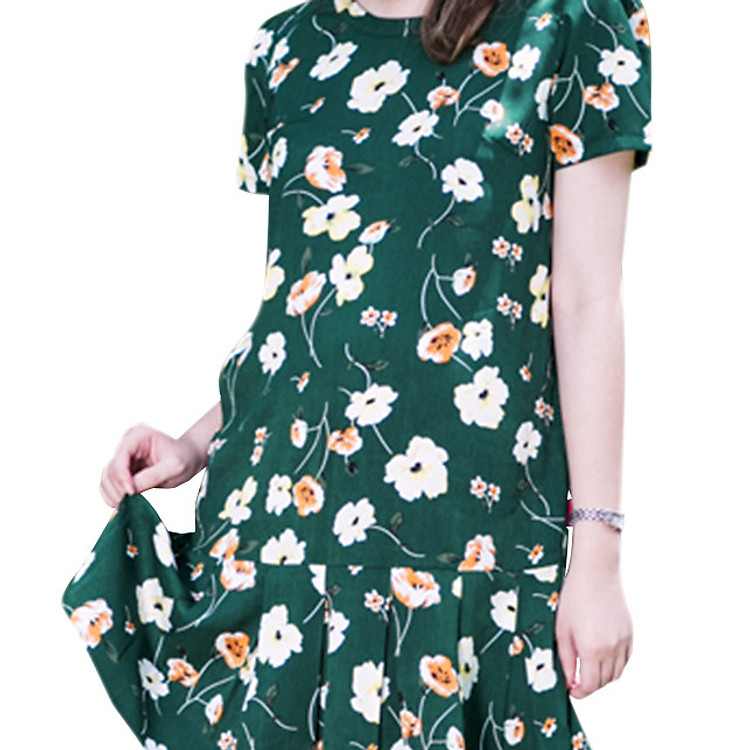 Đầm Bầu Đuôi Cá Họa Tiết Hoa Mùa Hè AnnaNina 504463 - Xanh Lá