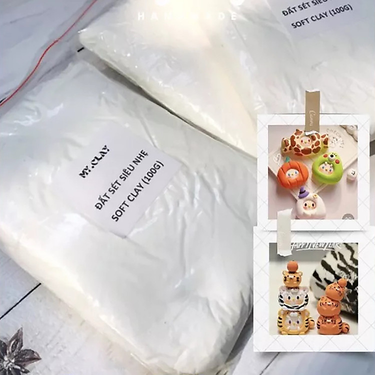 Đất Sét Màu Trắng Nhật Tự Khô 100g Nặn Mô Hình Tượng Búp Bê Gốm Tò He Xốp An Toàn Cho Bé Không Dính Giá Rẻ Giao Hỏa Tốc