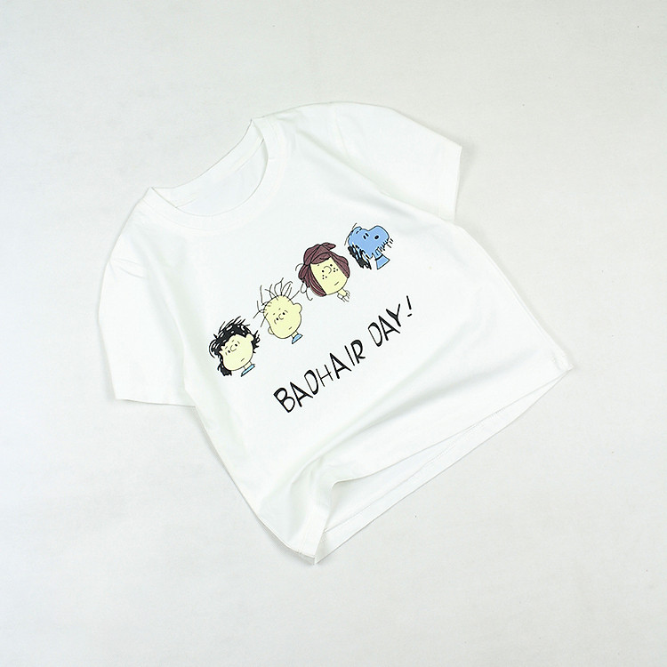 Áo thun croptop in cartoon cho bé gái cổ tròn tay ngắn 0.5-13 tuổi từ 10 đến 38 kg 05329-05331