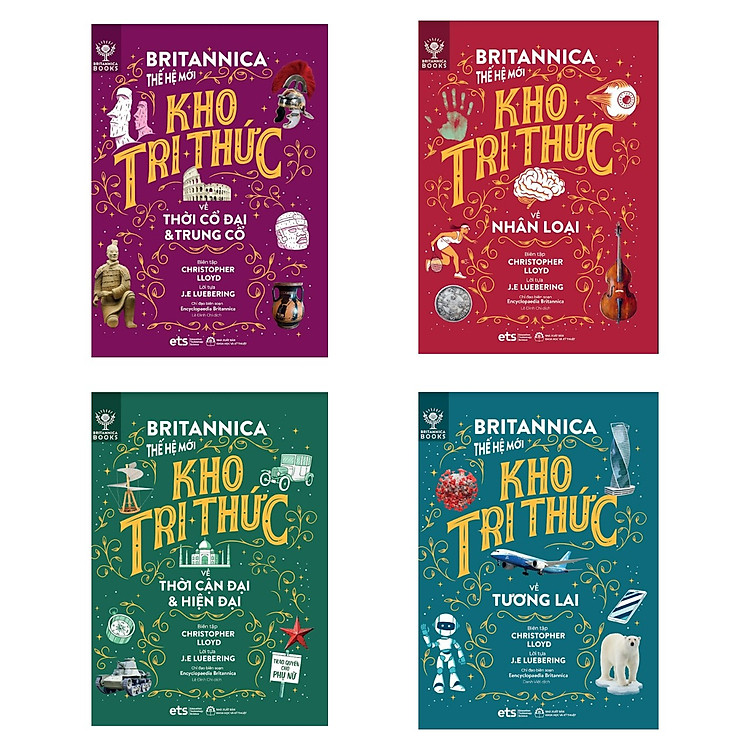 Bộ 4 Cuốn Britannica Thế Hệ Mới - Lược Sử Loài Người (Nhân Loại, Thời Cổ Đại & Trung Cổ, Cận Đại & Hiện Đại, Tương Lai)