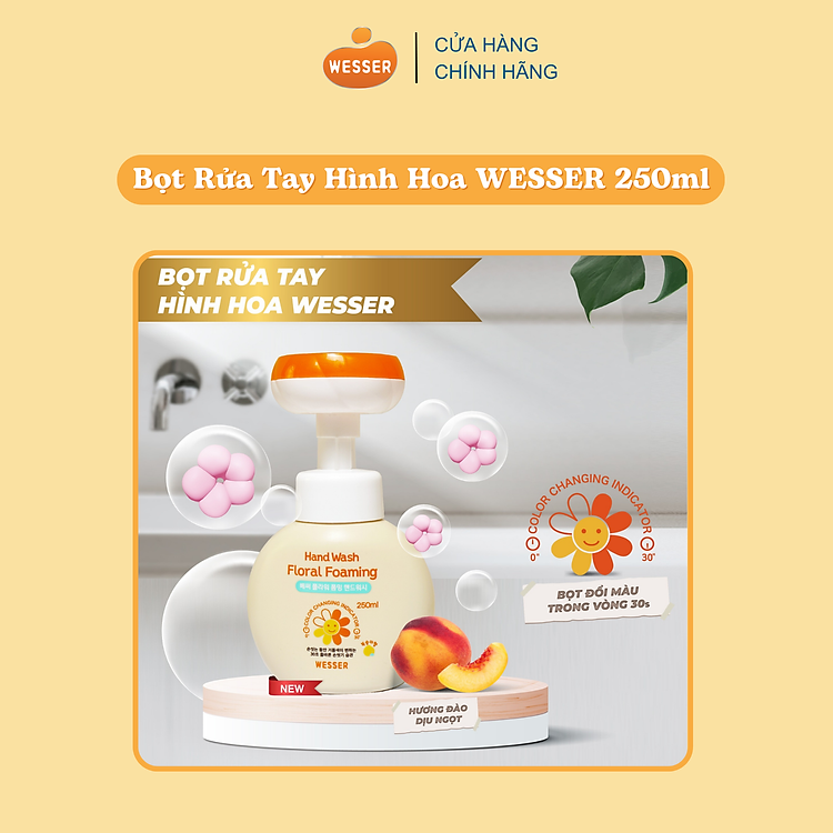 Bọt rửa tay hoa Wesser 250ml Chính hãng Ưu đãi - Hình ảnh 3