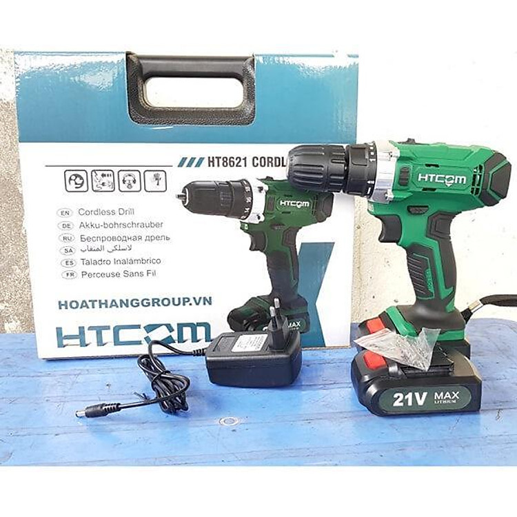 MÁY KHOAN PIN 10MM 21V HT8621 HTCOM (2 PIN + 1 SẠC) - HÀNG CHÍNH HÃNG