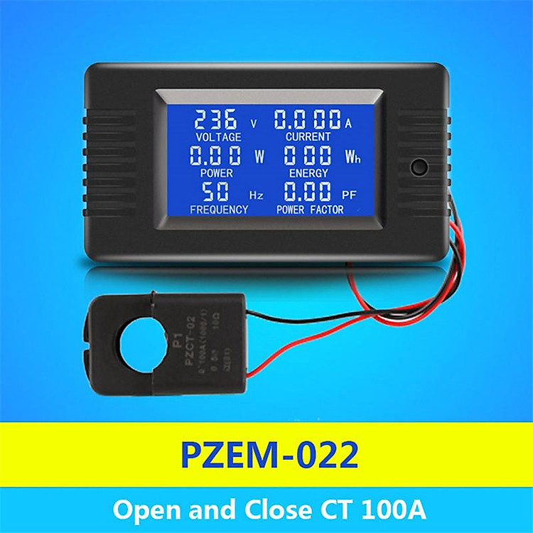 Peacefair PZEM-022+Opening And Closing CT 100AAC Digital Display Power Monitor Voltmeter Ammeter Power Meter Frequency Meter Factor Table