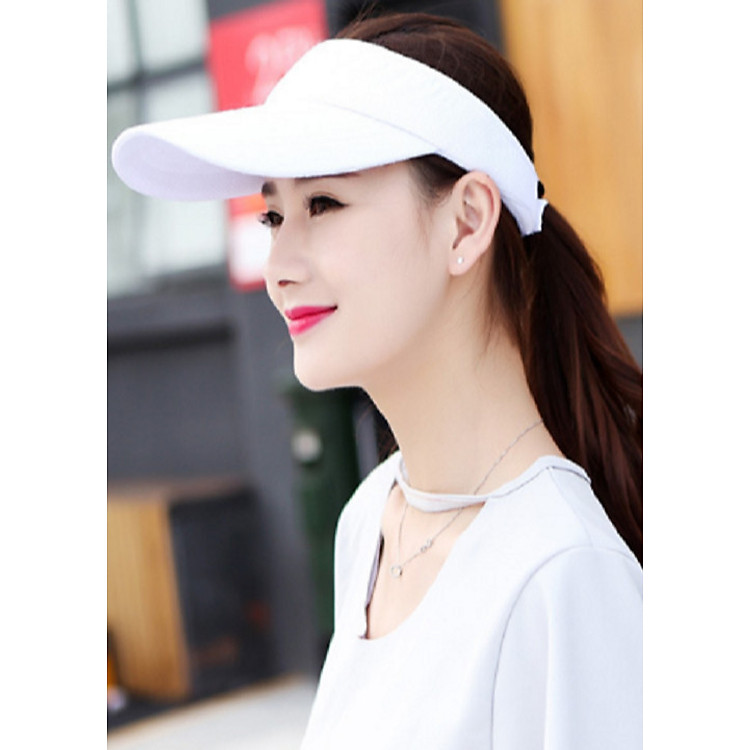 Mũ lưỡi trai thể thao nửa đầu màu trắng nón kết thể thao nữ
