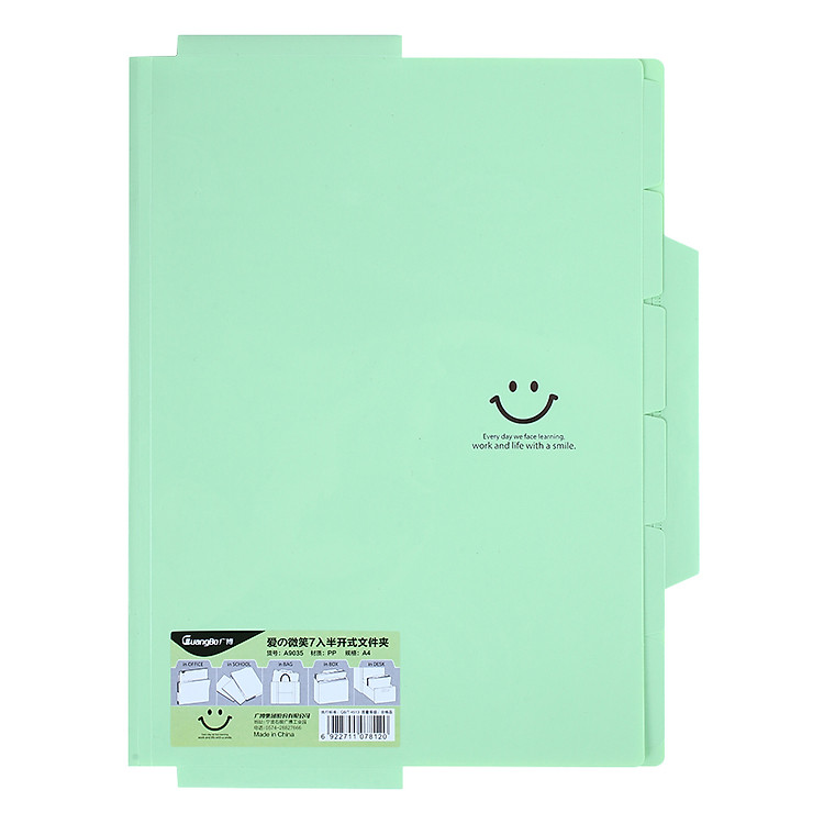 Bìa Mỏng 7 Ngăn Guangbo A 9035 – Xanh Lá