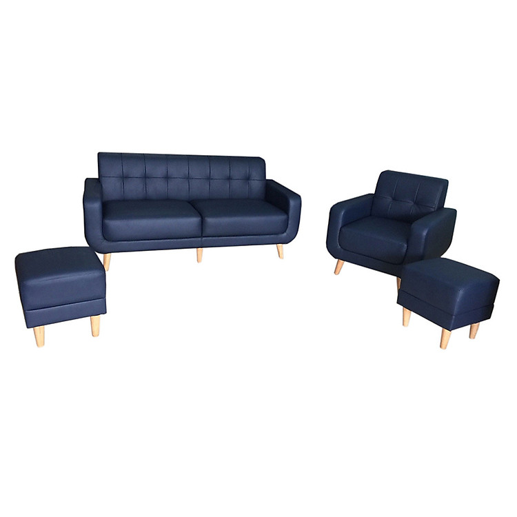 Bộ sofa da Tundo 200 x 750 x 850 băng và ghế đơn kèm đôn màu tự chọn