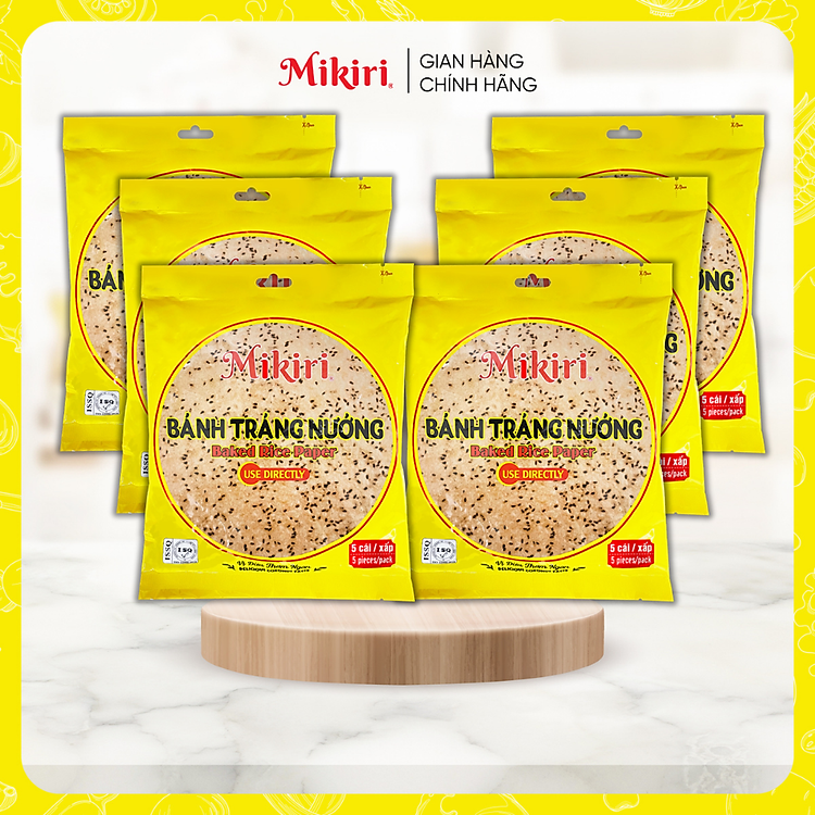 Bộ 6 Bánh tráng nướng Mikiri vị Dừa vị Ruốc các loại - Đường kính bánh ~20cm