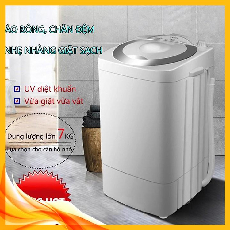 ️ Máy giặt mini 7kg có đèn UV diệt khuẩn, tiết kiệm điện nước, bán tự động
