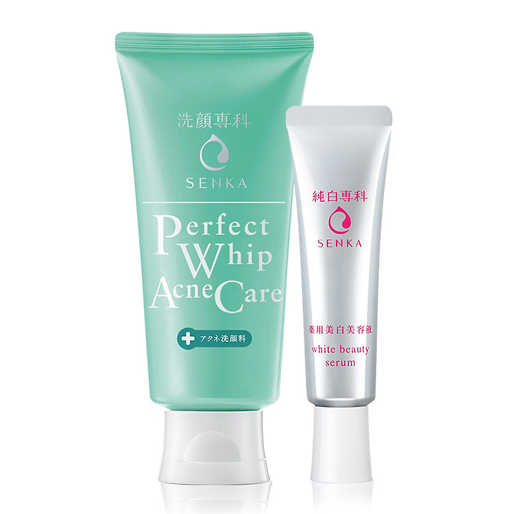 Bộ đôi Senka sạch mụn hỗ trợ trị thâm (Sữa rửa mặt hỗ trợ trị mụn Senka 100g + Serum Senka dưỡng trắng da 35g)