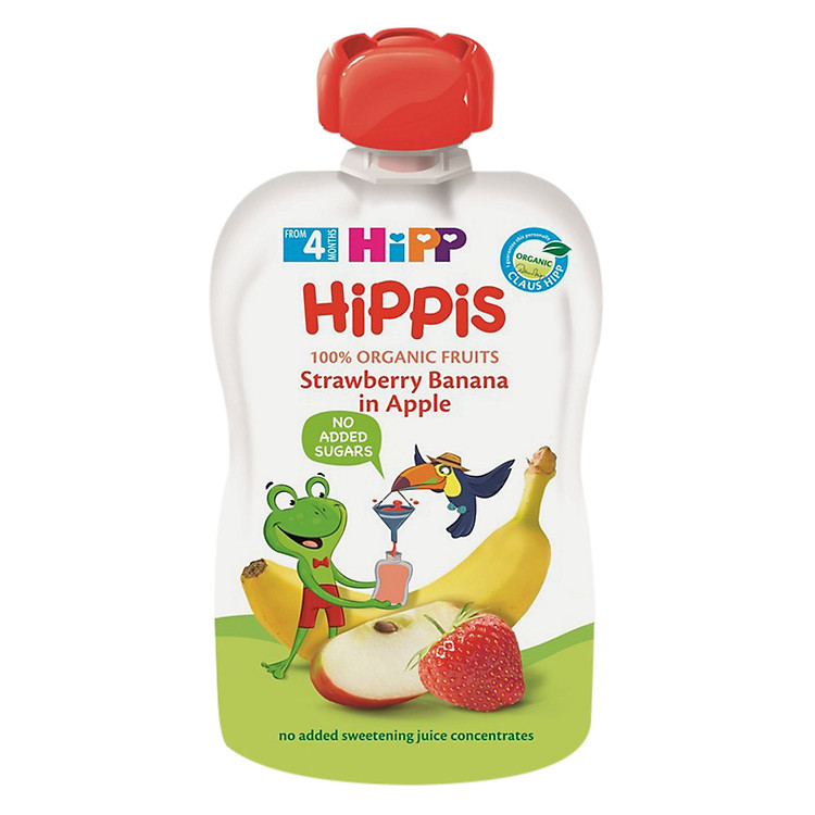 Trái Cây Nghiền Hữu Cơ HiPPiS Organic Dâu tây, Chuối, Táo - 8521 (100g)