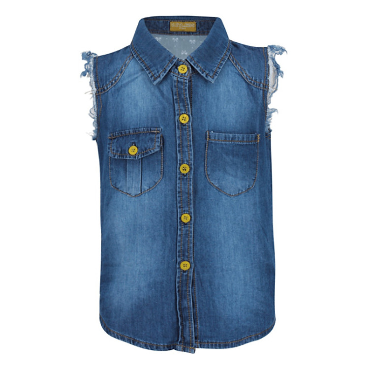 Áo Sơ Mi Bé Gái Sát Nách VTA Kids BG50905 – Xanh Jeans