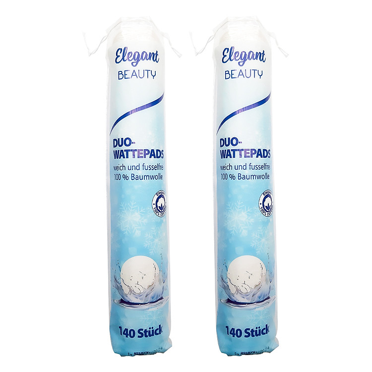 Combo 2 Bông Tẩy Trang ELEGANT Beauty 140 Miếng 100% Cotton ĐỨC