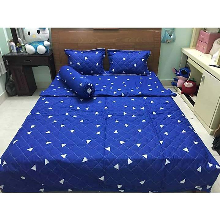 Chăn hè Cotton Poly tam giác xanh