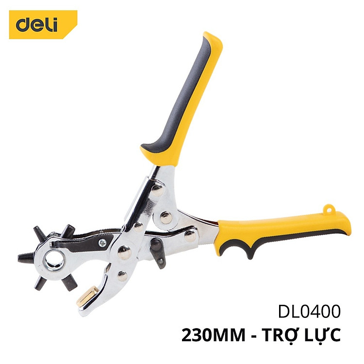 Kìm Bấm Lỗ 9 Inch Deli Tools Màu Đen Cao Cấp - Kích Thước Lỗ Bấm Đa Dạng Phù Hợp Với Nhiều Nhu Cầu Khác Nhau - DL1919