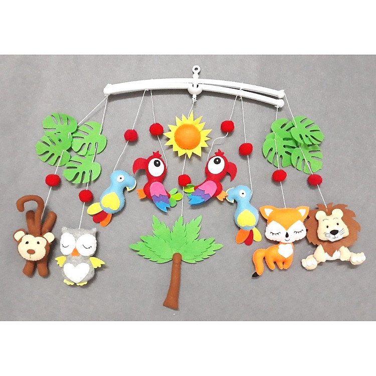 Mẫu treo nôi handmade màu sắc chim thú vui nhộn kích thích thj giác