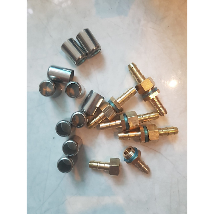 Combo 5 bộ đầu nối kèm 10 chén lót inox dùng cho dây máy xịt rửa áp lực cao lỗ 8.5mm