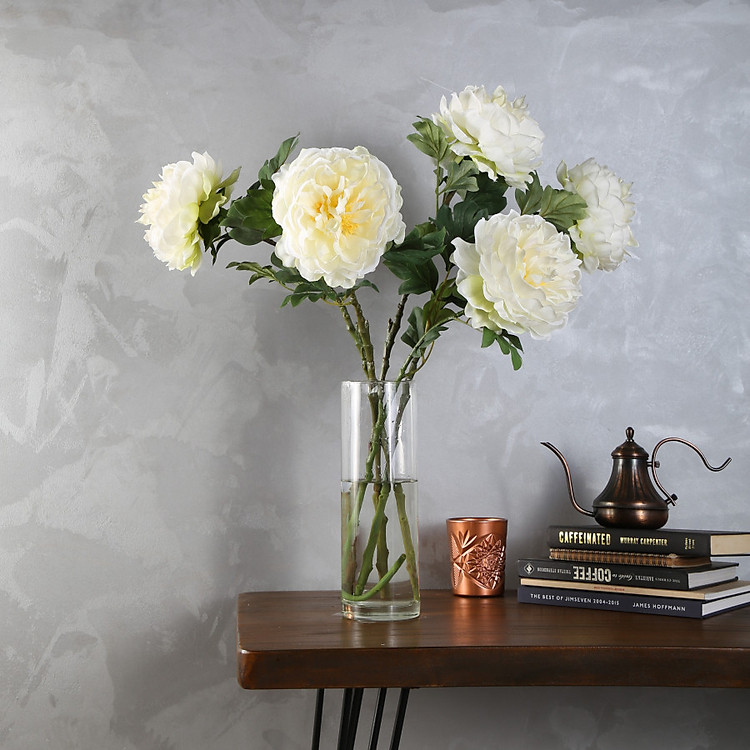 Bộ 5 Bông Hoa Mẫu Đơn Màu Trắng