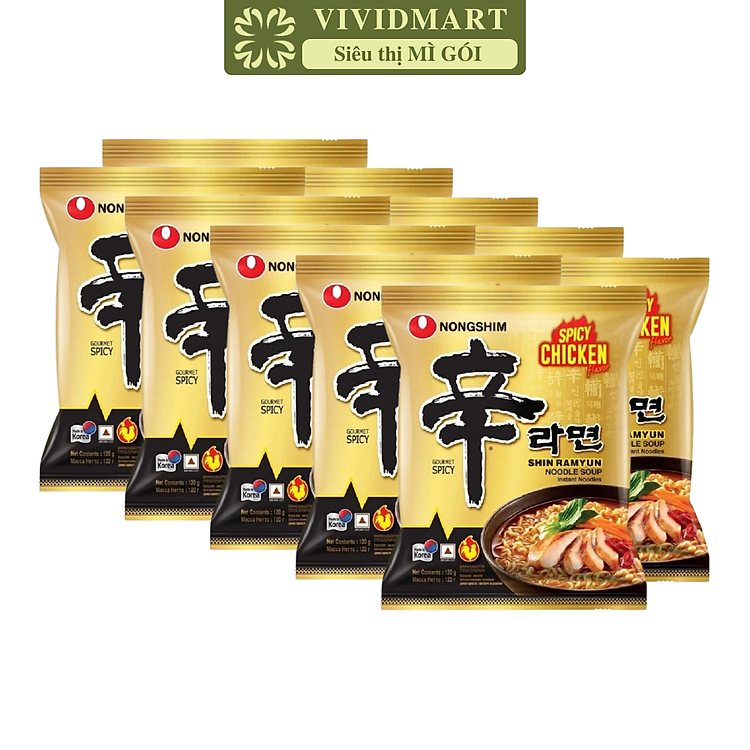 NONGSHIM - Mì Shin Ramyun hương vị Gà cay, Mì gà cay Shin Ramyun, Mì gà cay Hàn Quốc, Mì ăn liền (136g/gói)